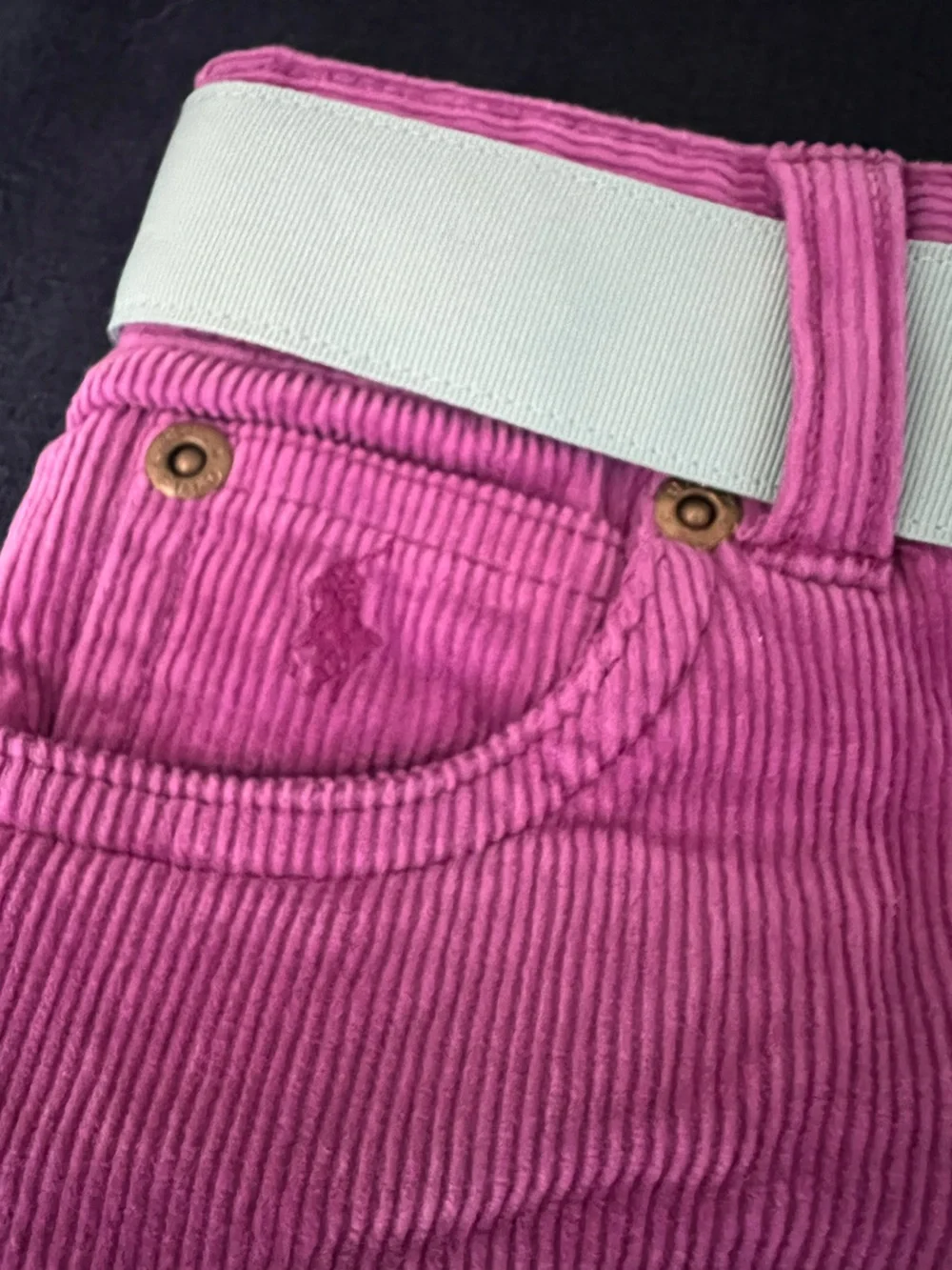 NWT Kids Ralph Lauren Pink Purple Corduroy Skirt with Light Teal Belt